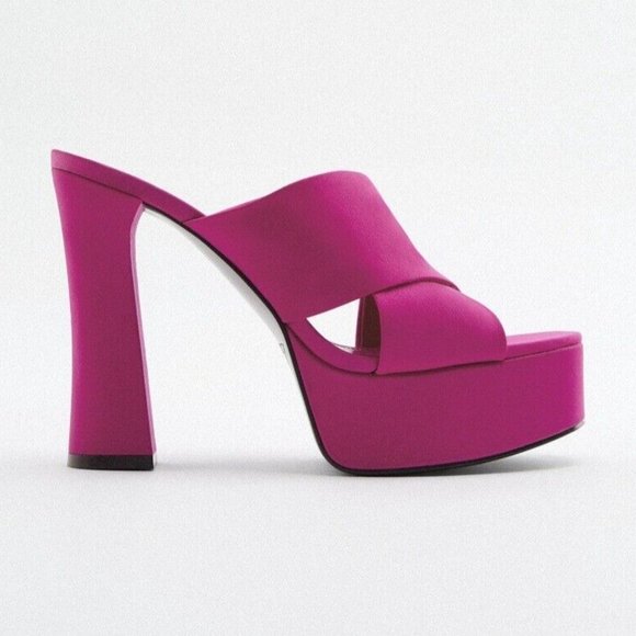 ZARA CHUNKY HIGH HEELED PLATFORM SANDALS - Picture 1 of 1